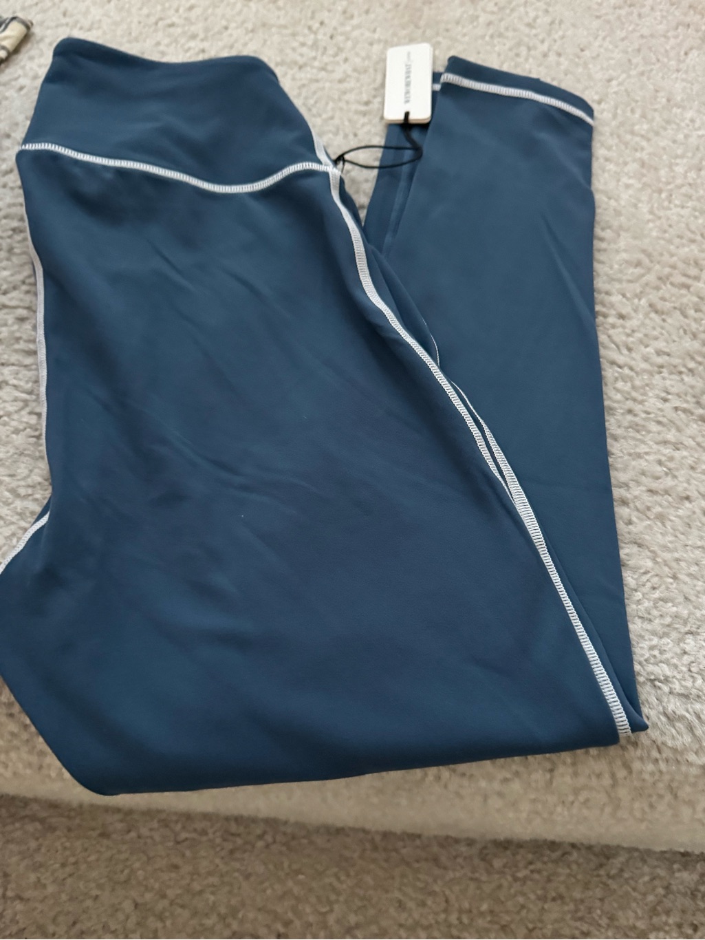 Weworewhat Navy Leggings With White Contrast Stitch